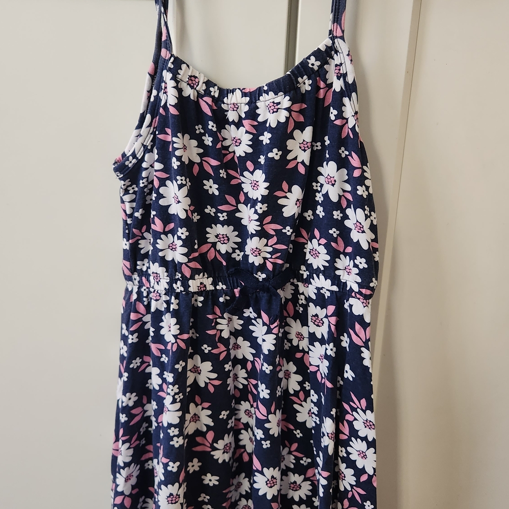 Floral Navy and Pink Kids Casual Dress